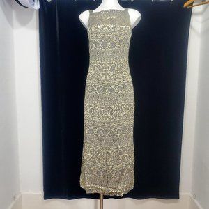 Vintage Danielle Casey Jacquard Lustrous Full length Sleeveless Dress Size 10